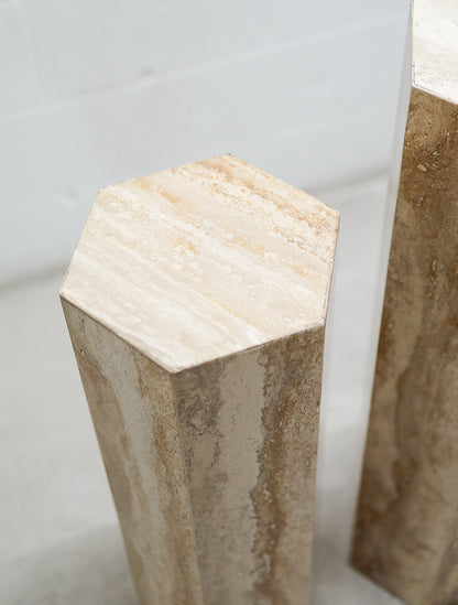 Vintage Travertine Hexagonal Plinths/Pedestals.
