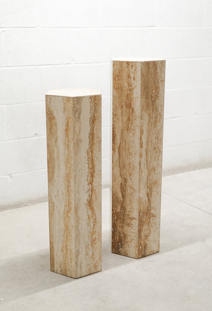 Vintage Travertine Hexagonal Plinths/Pedestals.