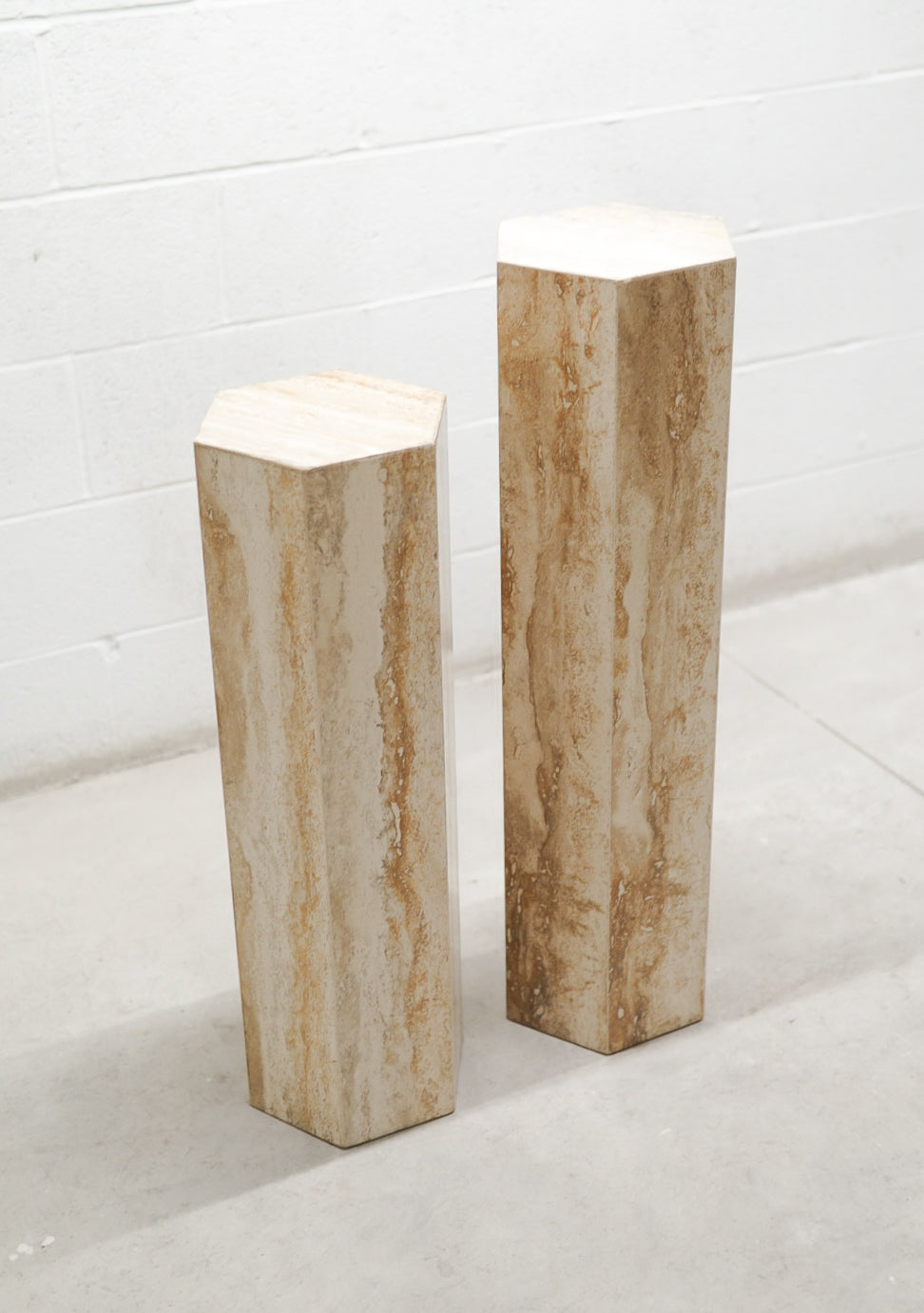 Vintage Travertine Hexagonal Plinths/Pedestals.