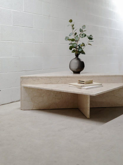 Vintage Limestone Two-Tier Origami Coffee Table