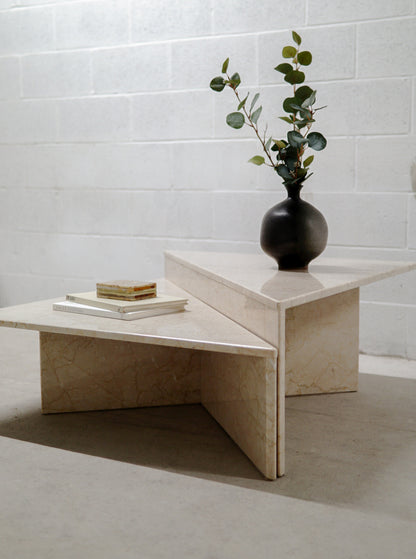 Vintage Limestone Two-Tier Origami Coffee Table