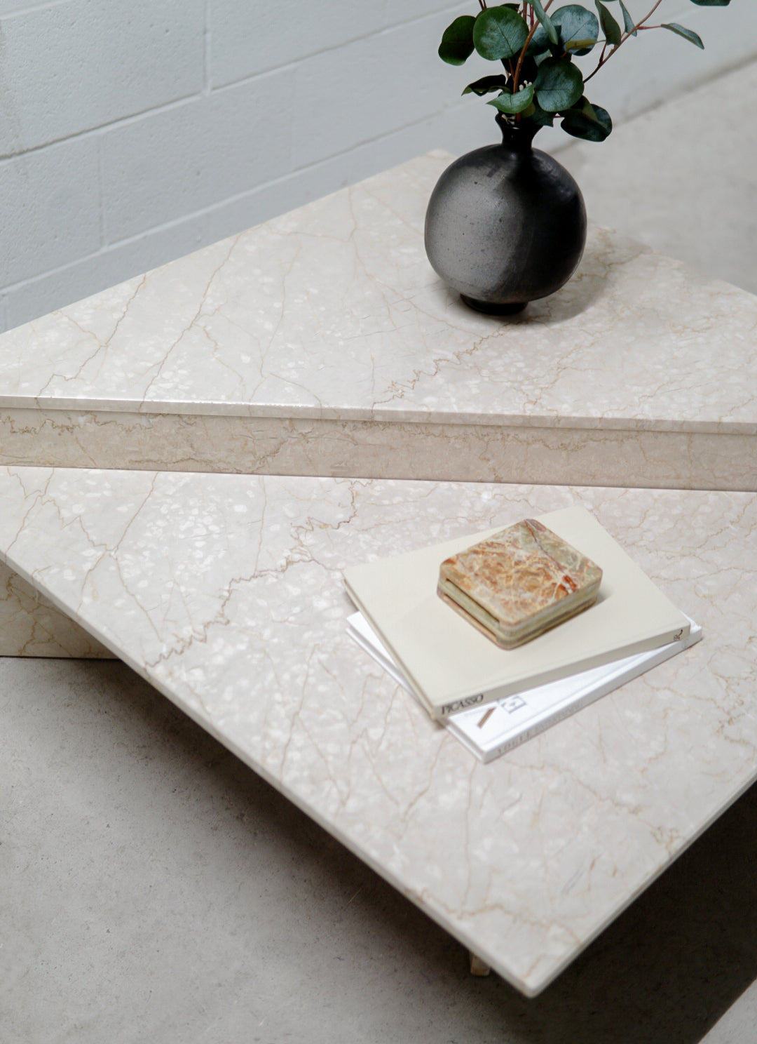 Vintage Limestone Two-Tier Origami Coffee Table