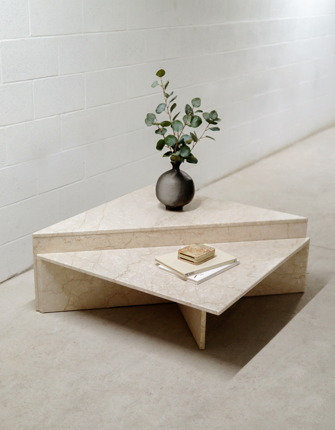 Vintage Limestone Two-Tier Origami Coffee Table