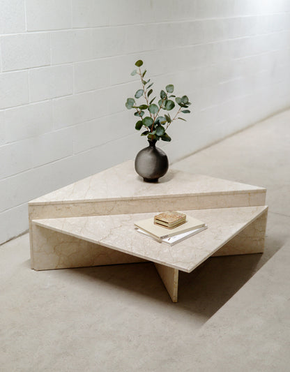 Vintage Limestone Two-Tier Origami Coffee Table