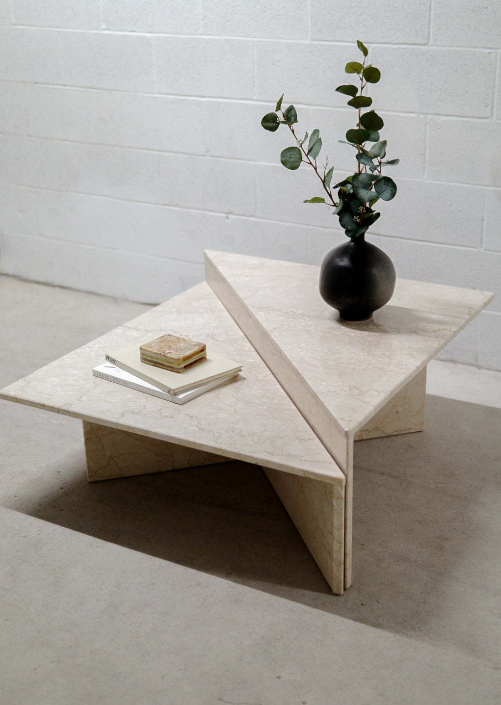 Vintage Limestone Two-Tier Origami Coffee Table