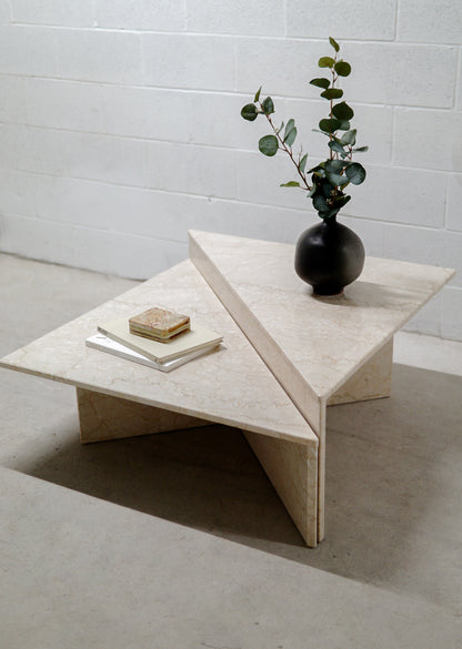 Vintage Limestone Two-Tier Origami Coffee Table