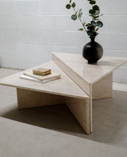 Vintage Limestone Two-Tier Origami Coffee Table