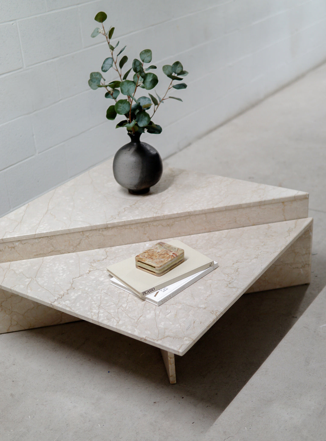 Vintage Limestone Two-Tier Origami Coffee Table