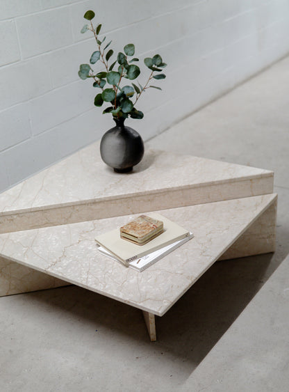 Vintage Limestone Two-Tier Origami Coffee Table