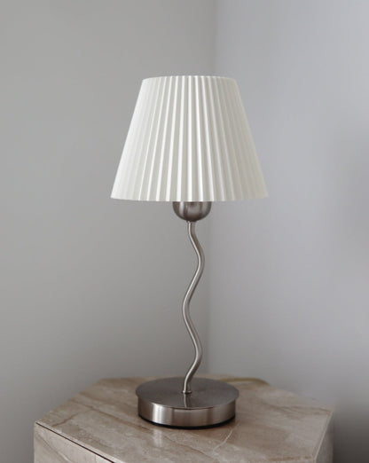 Squiggle Lamp with Plastic Pleated Lampshade