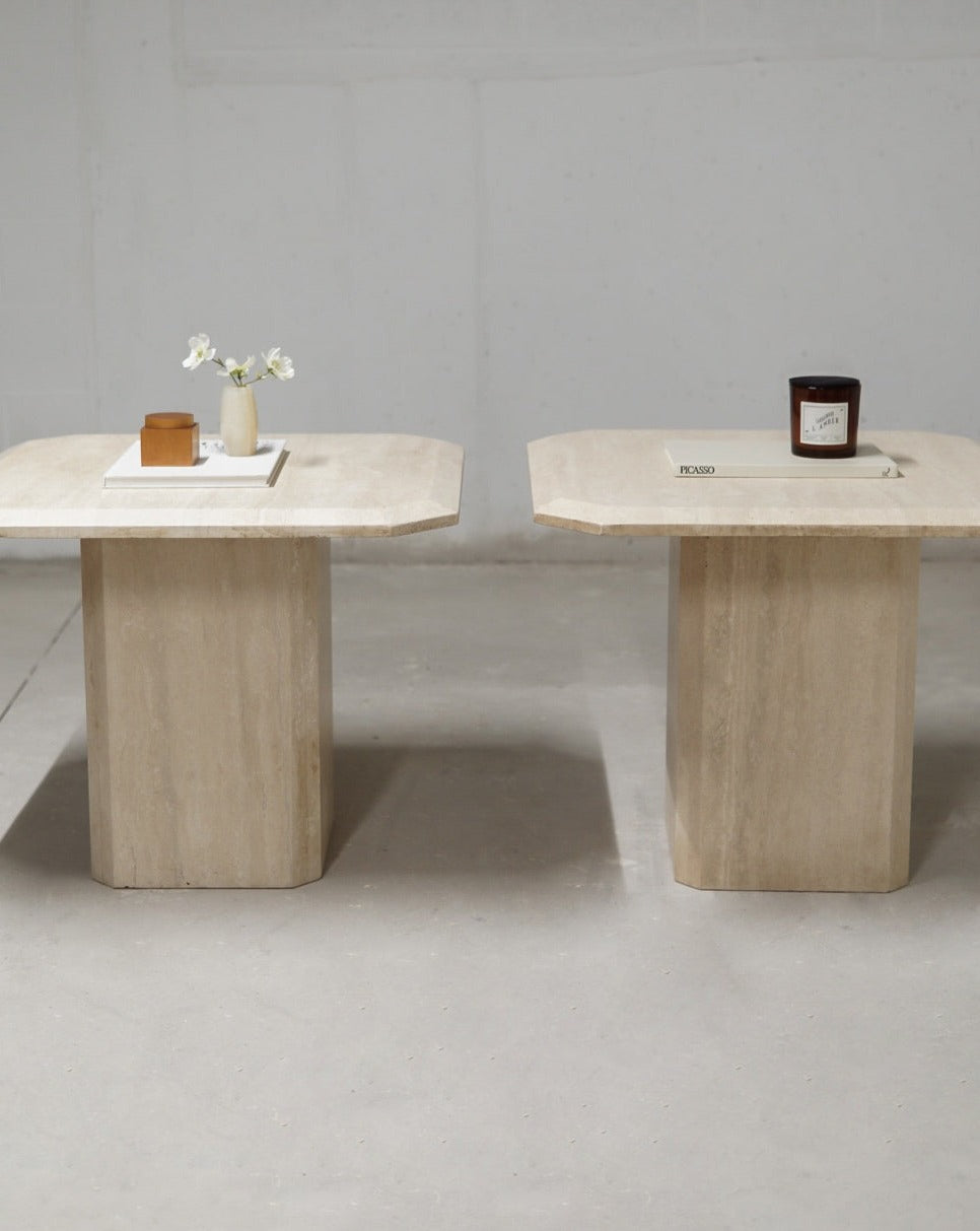 Vintage Travertine Side Table