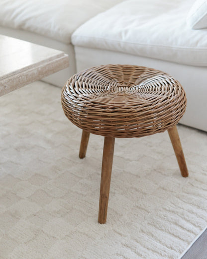 Large Vintage Tripod Wicker Stool