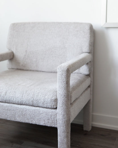 Milo Baughman-Style Parsons Bouclé Accent Chair