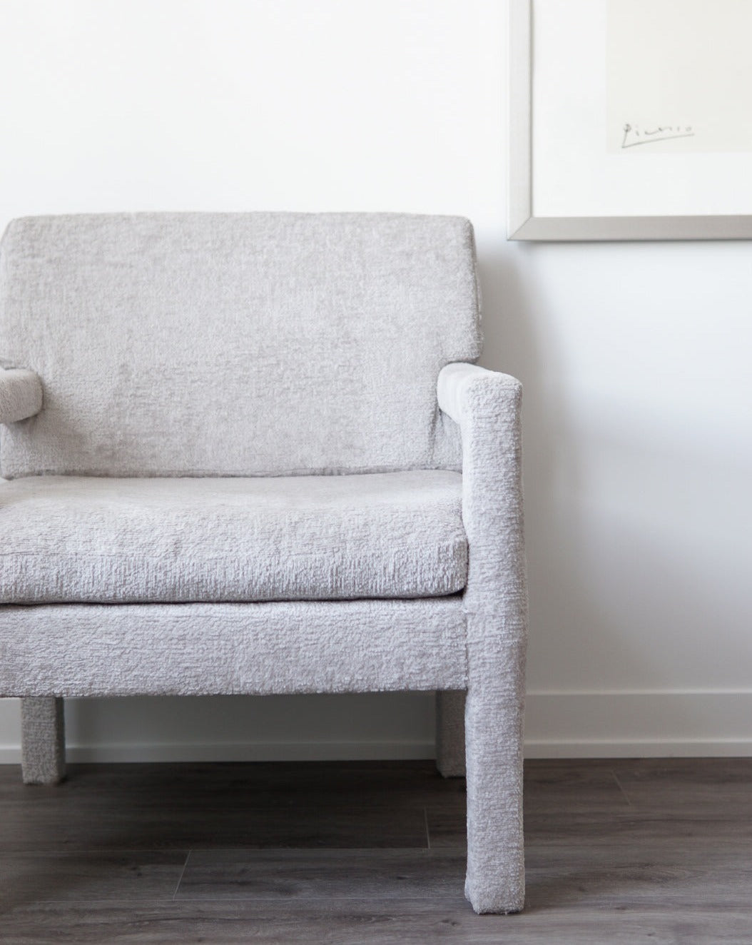 Milo Baughman-Style Parsons Bouclé Accent Chair