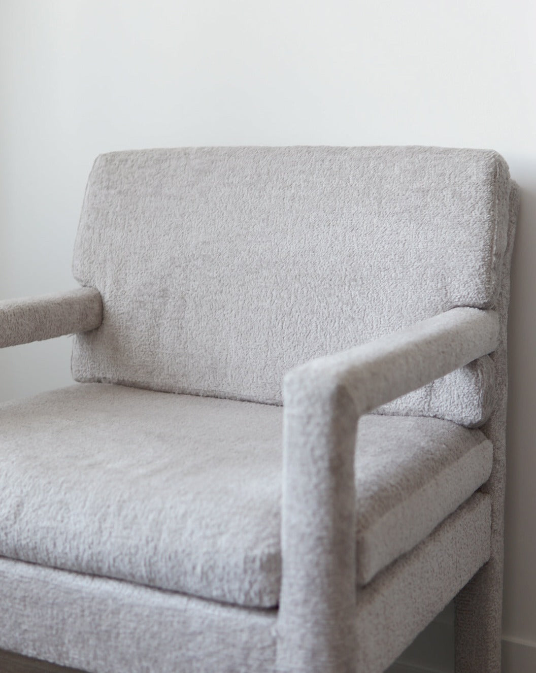 Milo Baughman-Style Parsons Bouclé Accent Chair