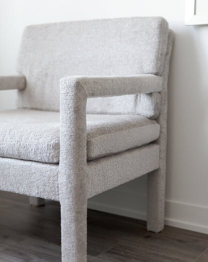 Milo Baughman-Style Parsons Bouclé Accent Chair