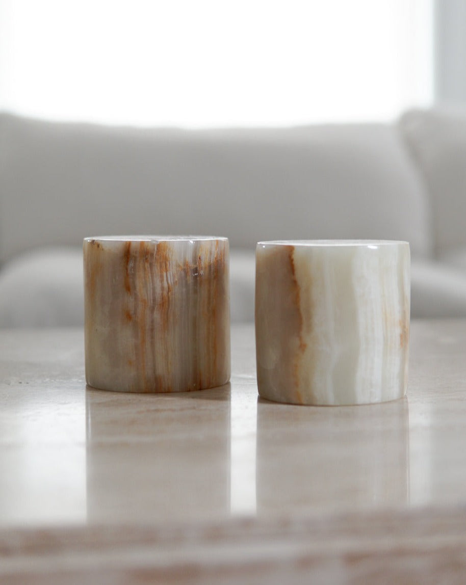 Pair of Cylinder Onyx Bookends