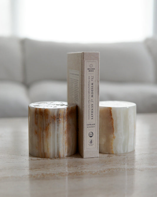 Pair of Cylinder Onyx Bookends