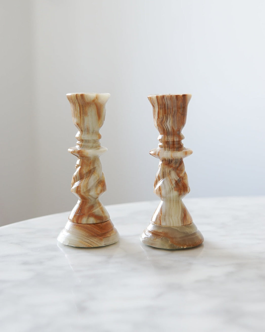 Pair of Onyx Candlestick Holders