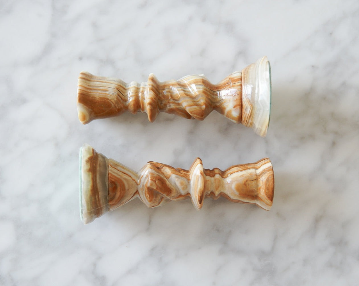 Pair of Onyx Candlestick Holders