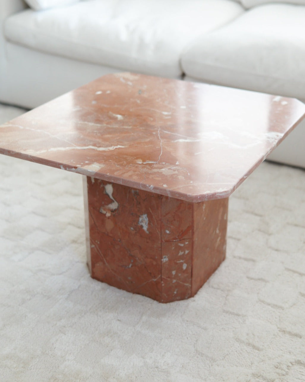 Rojo Coralito Marble Coffee Table