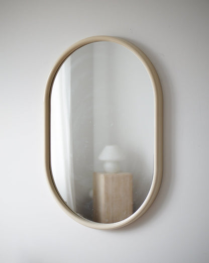 Vintage Cream Lacquer Oval Mirror