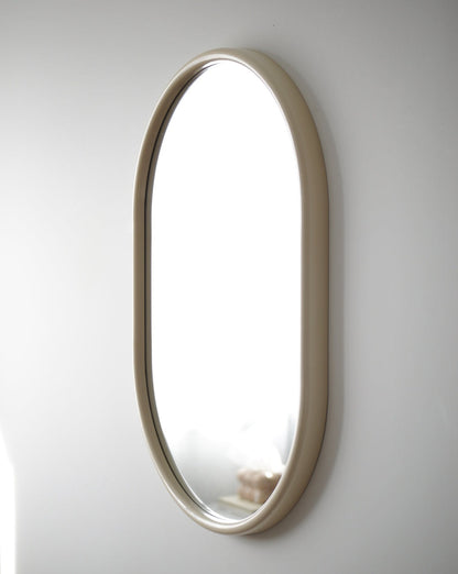 Vintage Cream Lacquer Oval Mirror