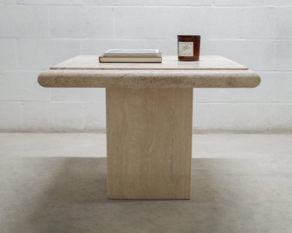 Vintage Bullnose Travertine Side Table