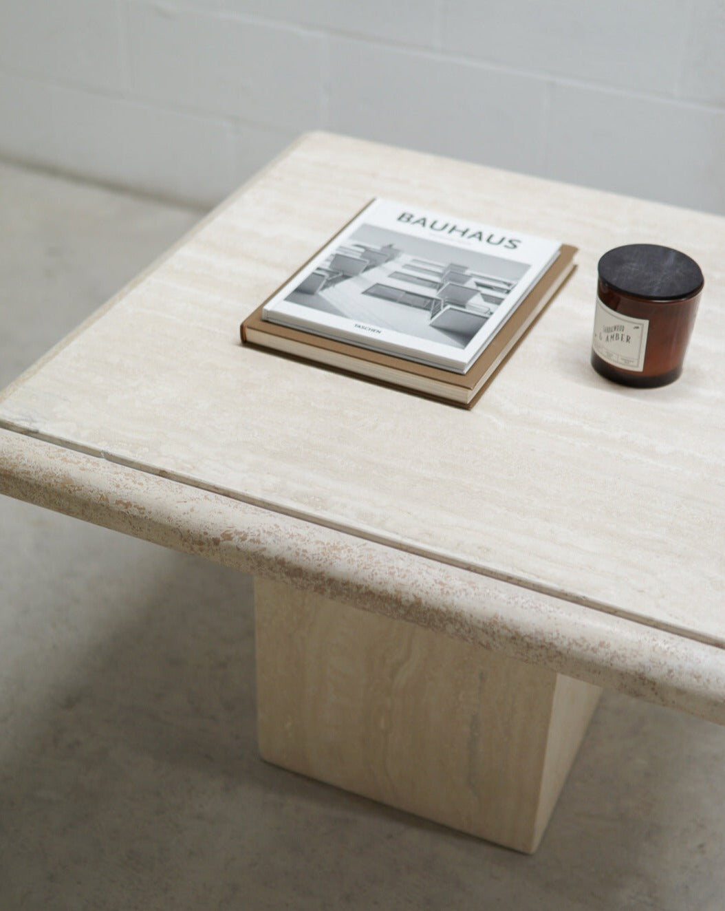 Vintage Bullnose Travertine Side Table