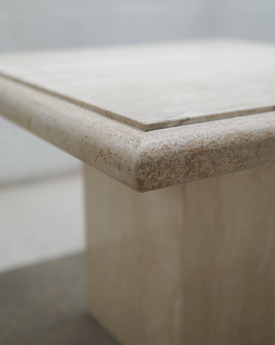 Vintage Bullnose Travertine Side Table