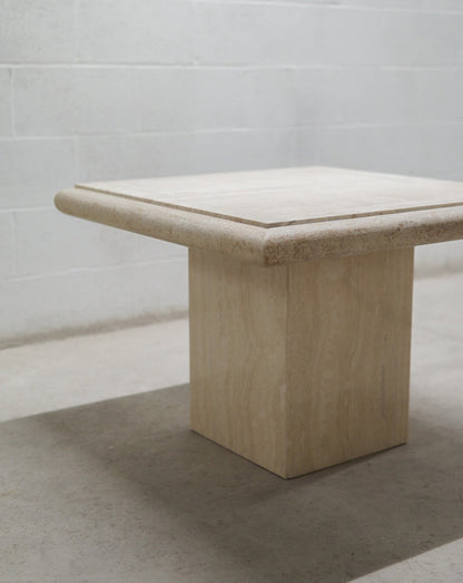 Vintage Bullnose Travertine Side Table