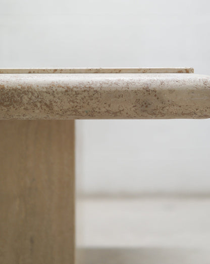 Vintage Bullnose Travertine Side Table