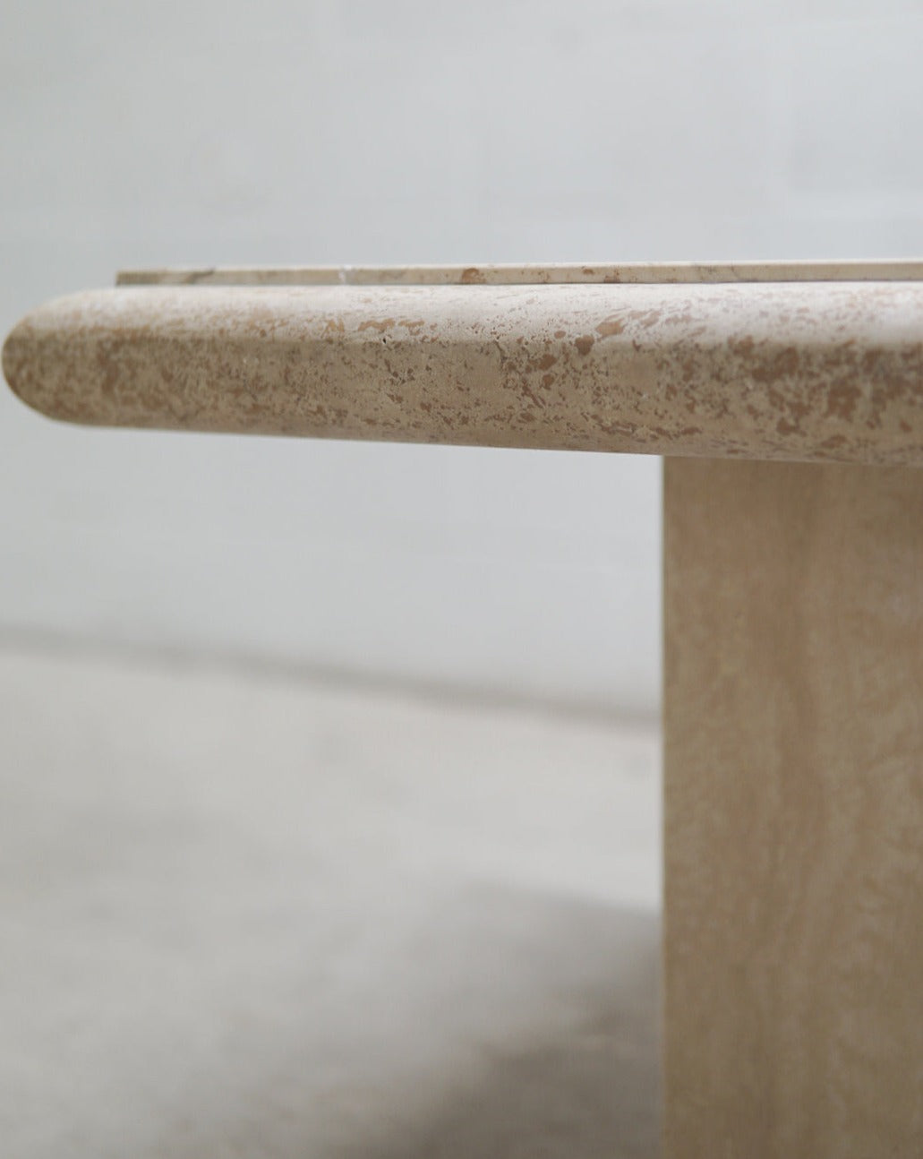 Vintage Bullnose Travertine Side Table