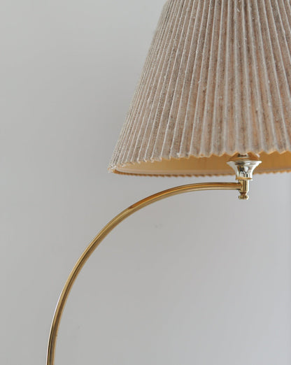 Gold Arc Floor Lamp w/ Pleated Shade