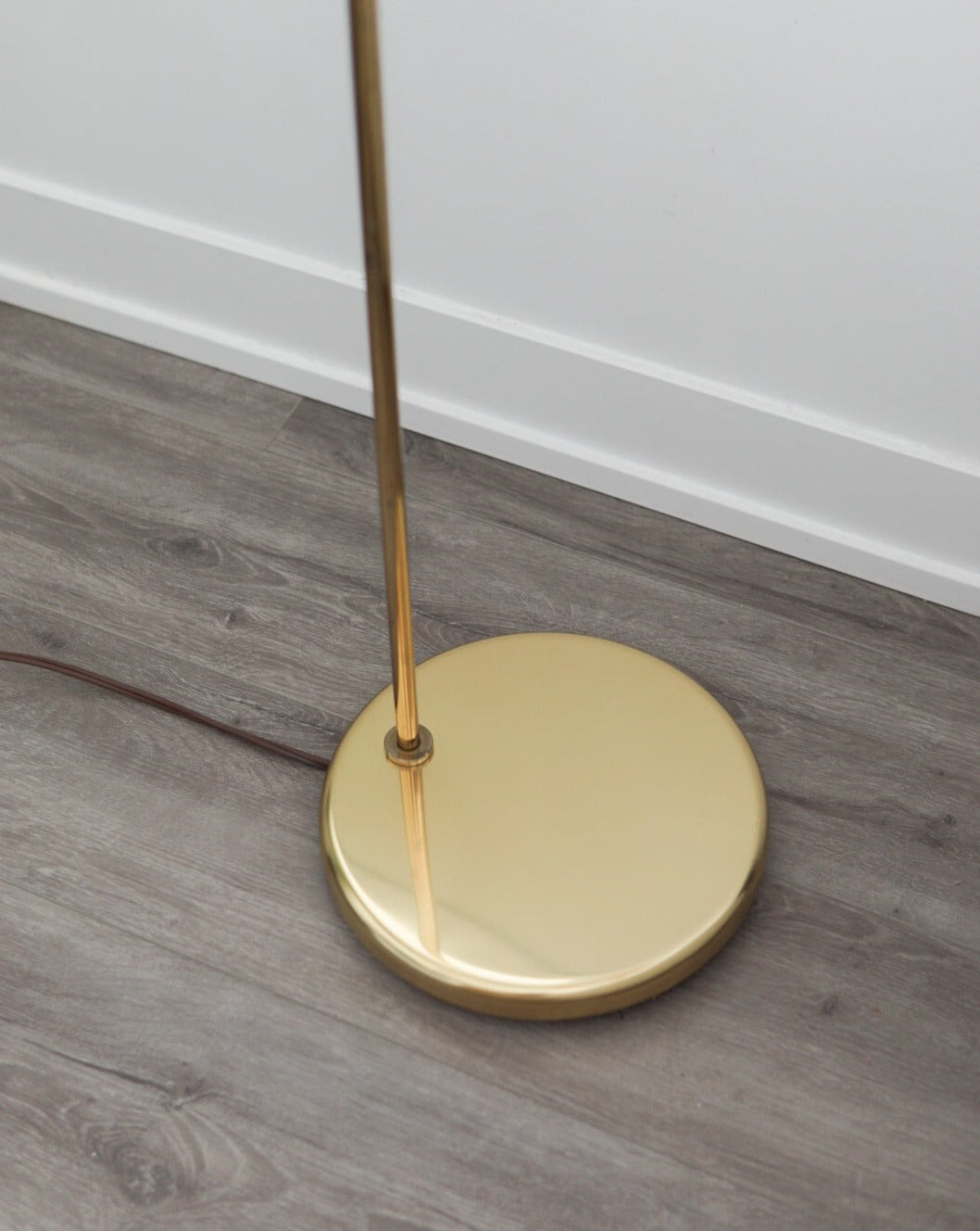 Gold Arc Floor Lamp w/ Pleated Shade