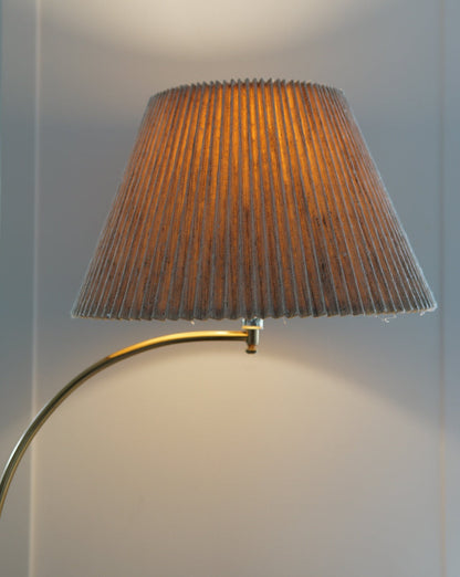 Gold Arc Floor Lamp w/ Pleated Shade