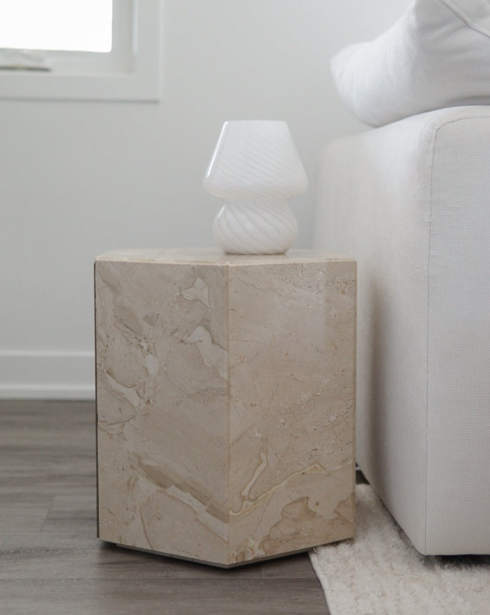 Marble Hexagonal Side Table with Storage