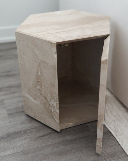 Marble Hexagonal Side Table with Storage