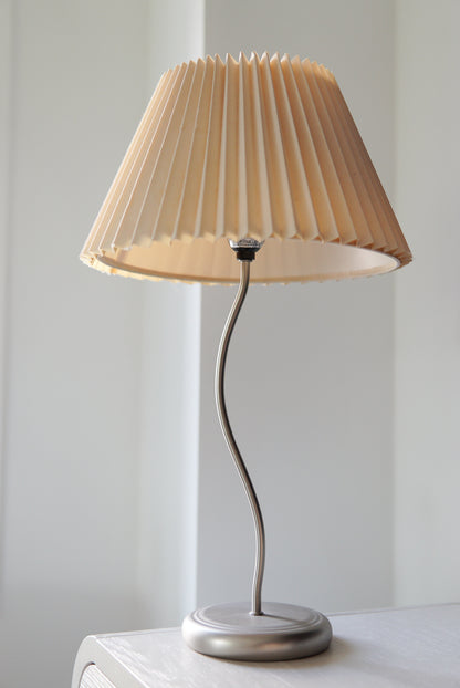 Silver Squiggle Lamp with Pleated Lampshade