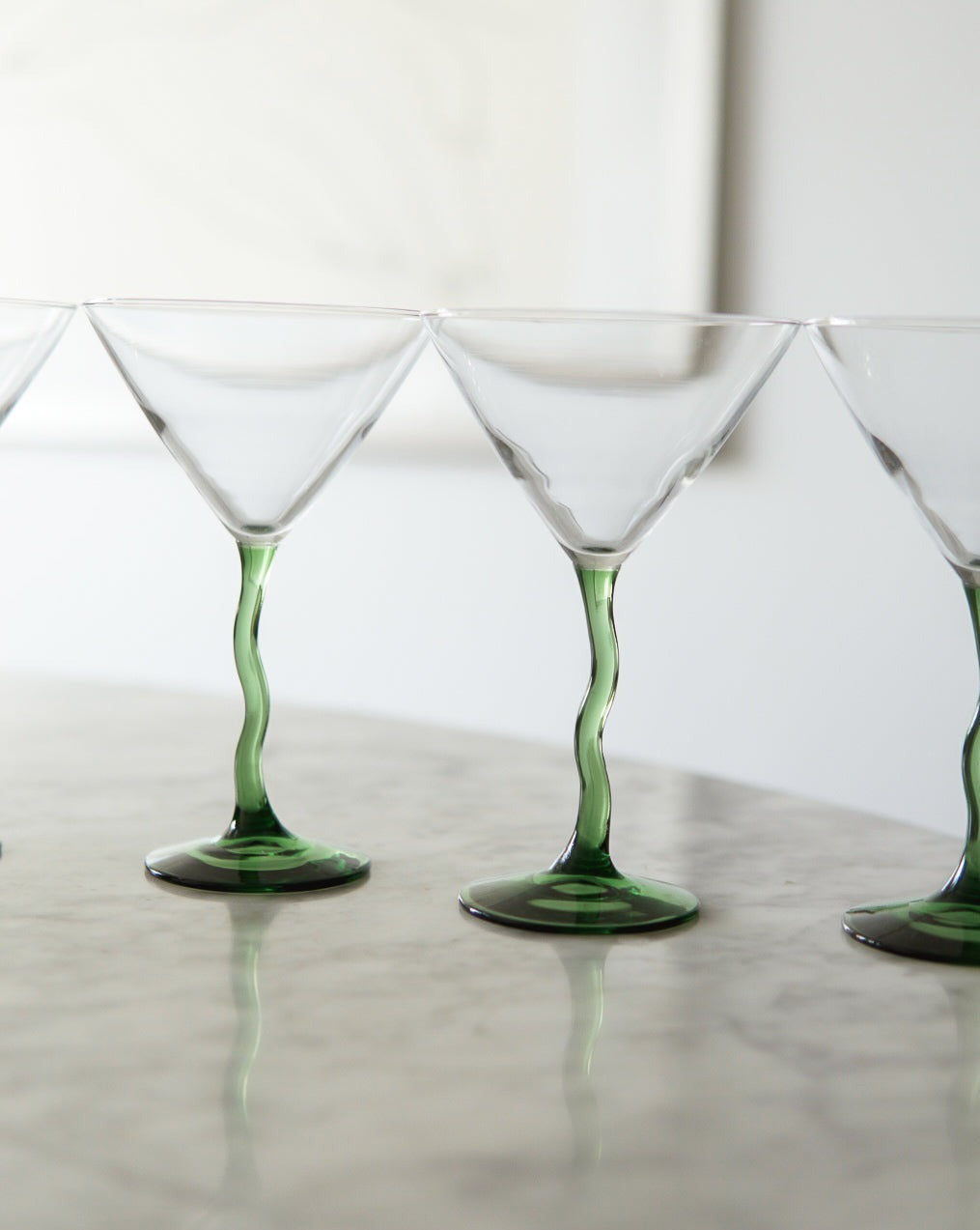 Green Squiggle Martini Glasses