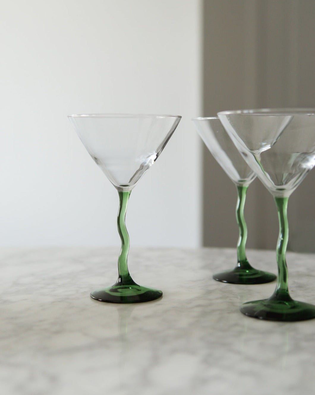 Green Squiggle Martini Glasses