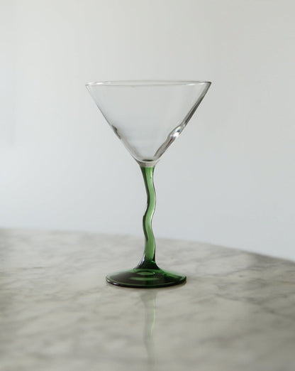 Green Squiggle Martini Glasses