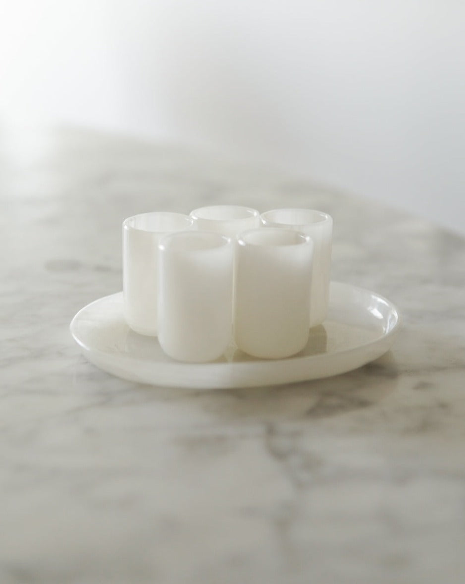 White Onyx Shot Glasses with Tray